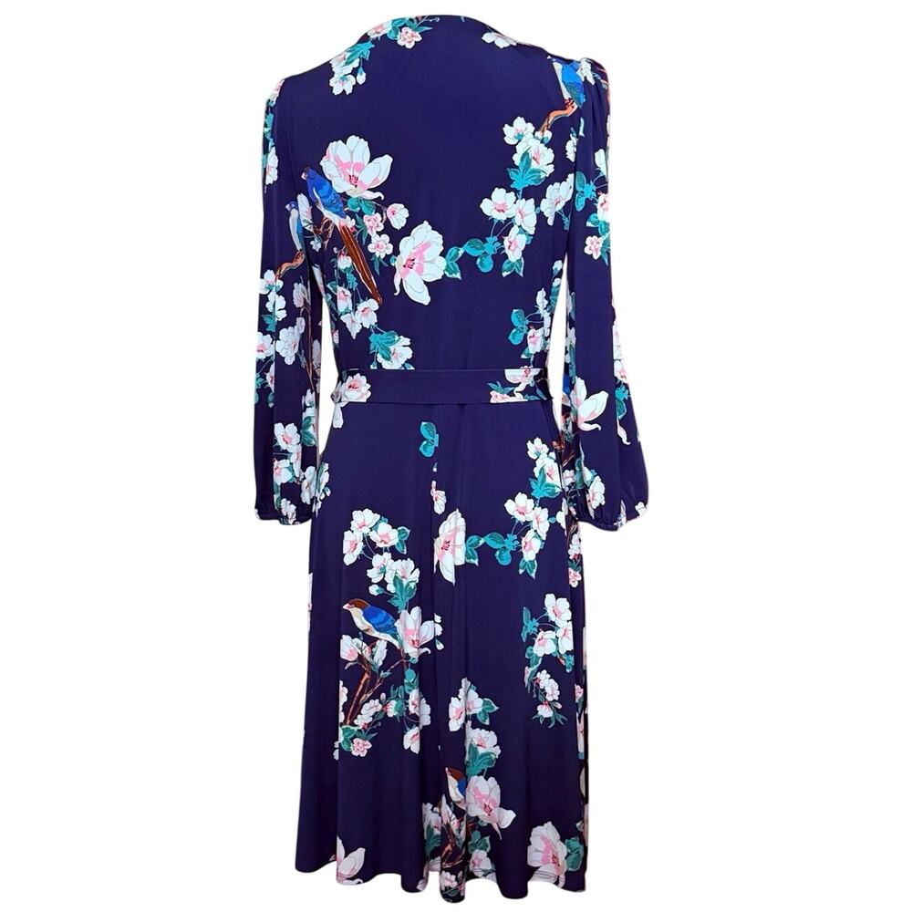 Eliza J wrap style floral print dress stretch slinky knit women's size 10 - Picture 13 of 13
